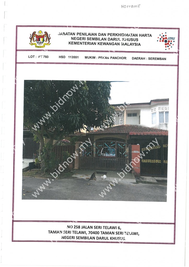 No 258 Jalan Seri Telawi 6 Taman Seri Telawi 70400 Seremban Negeri Sembilan