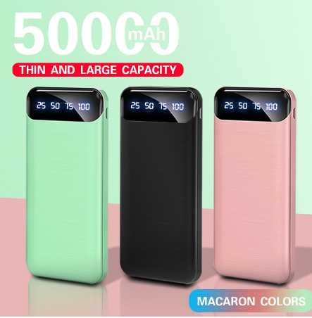 50000mah Power Bank Fast Charging Digital Display Screen Ultra Thin 